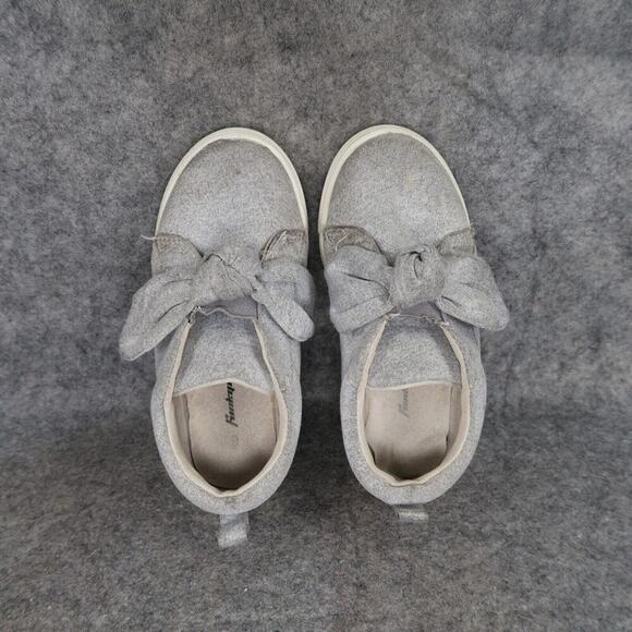 Funky Monkey Shoes Kids 9 Slip On Sneakers Bow Grey Girls Trainer Casual Comfort - Picture 7 of 13